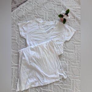 Aerie White V-Neck Short Sleeve Midi Dress Size Large